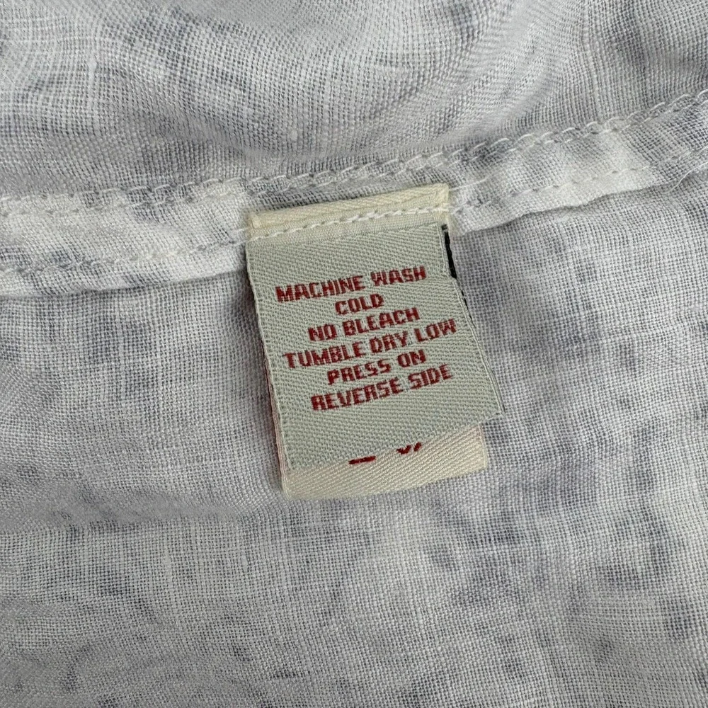 Carbon 2 Cobalt Mens White Grey Ombre Floral 100% Linen Short Sleeve Shirt‎ M